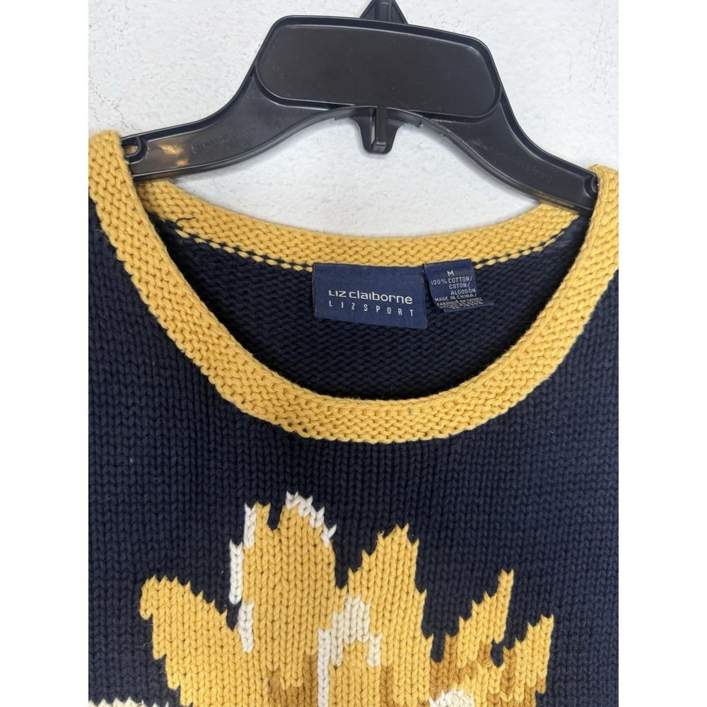 Vintage 90s Liz Claiborne Liz Sport Sunflower Sweater Vest M Cottagecore Floral - Picture 4 of 7